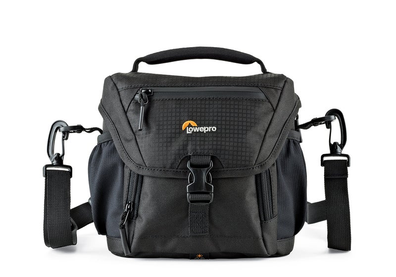 Lowepro LP37117, Nova 140AW II Camera Bag, Customizable, Portable, Fits Mirrorless with 17-85mm Attached Lens, Compact Drone, Flash, Black - Image 1